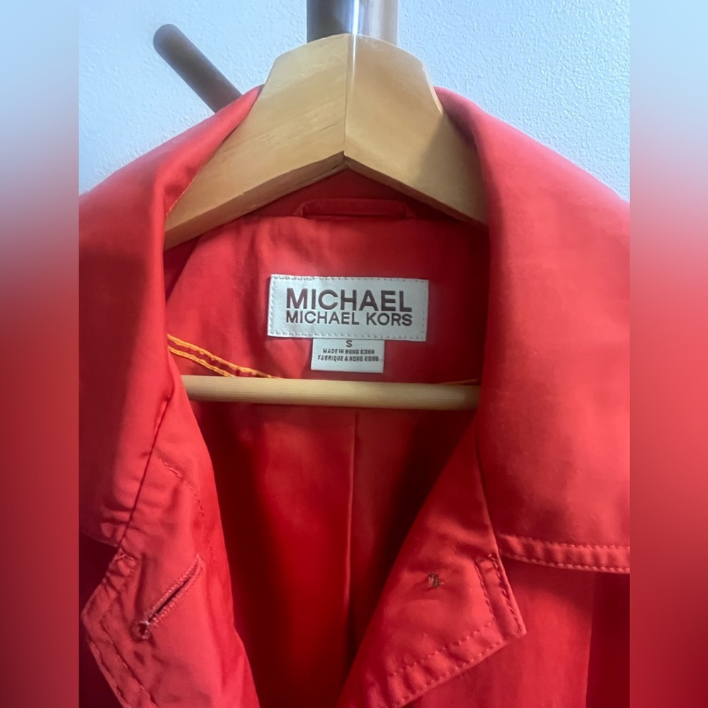 Michael Kors Women's Orange Trench Coat WPL 7888 Size S - Picture 2 of 5